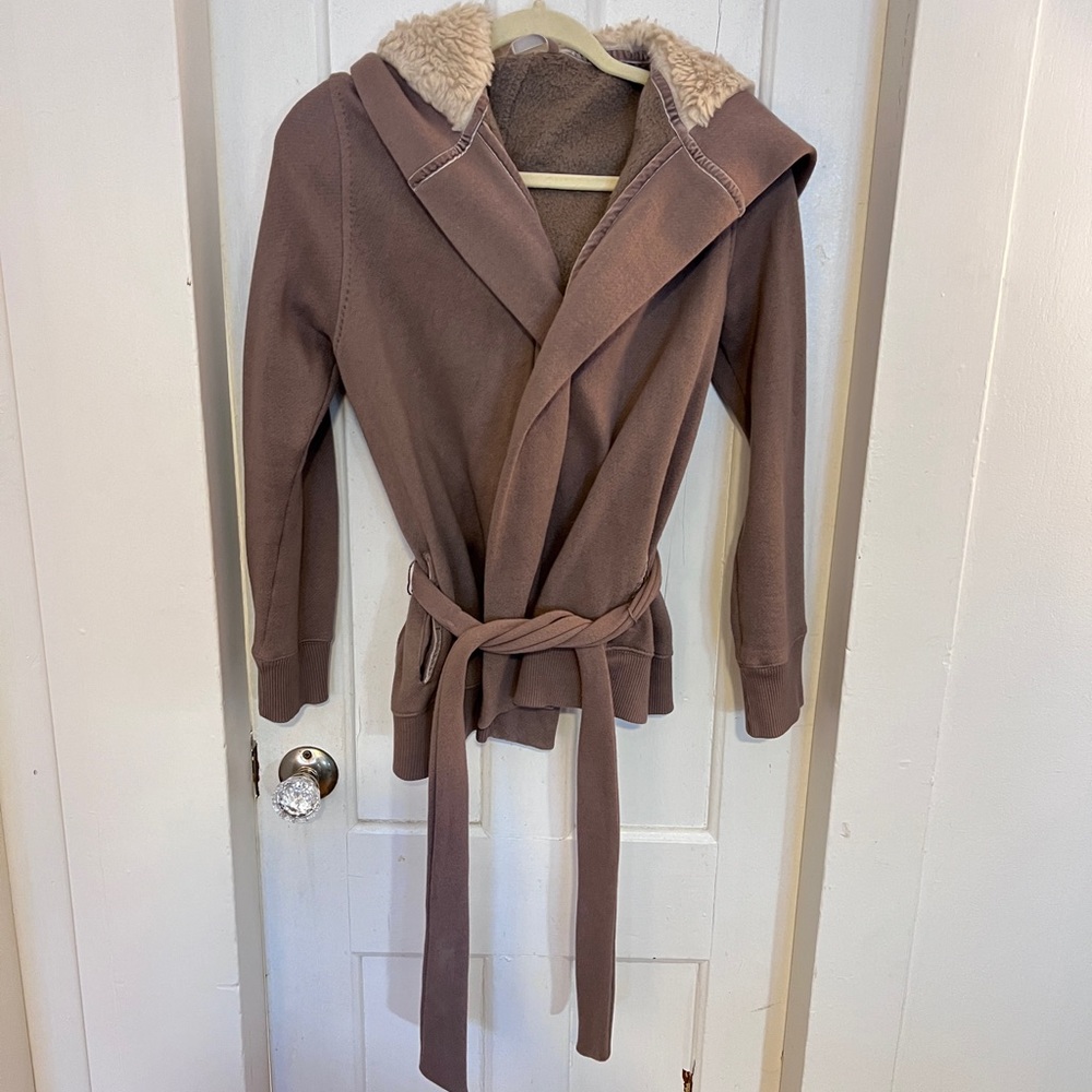 Gap Sherpa hooded cartoons sweatshirt, size s, dark taupe